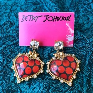 Betsey Johnson Polka Dot Heart Earrings